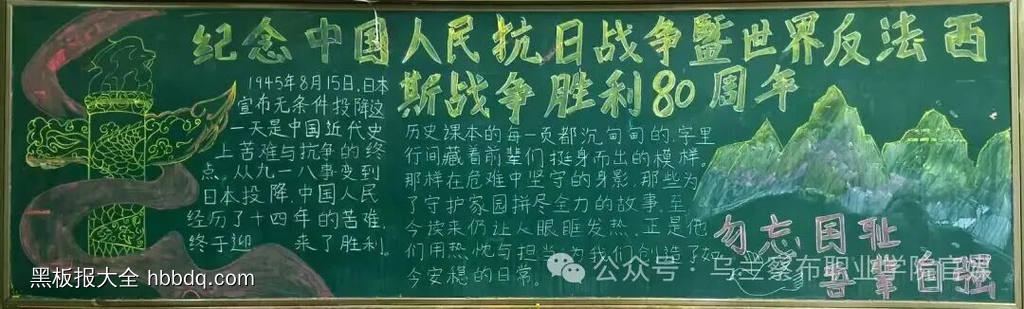 纪念中国人民抗日战争暨世界反法西斯战争胜利80周年黑板报-第1张