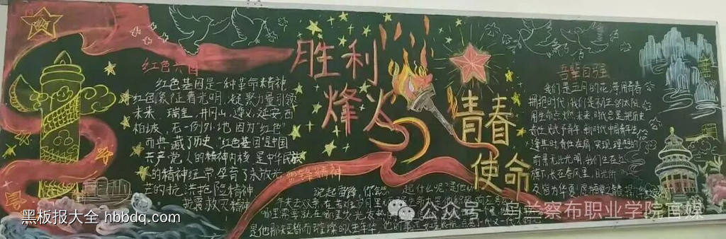 胜利烽火青春使命黑板报文化墙-第1张