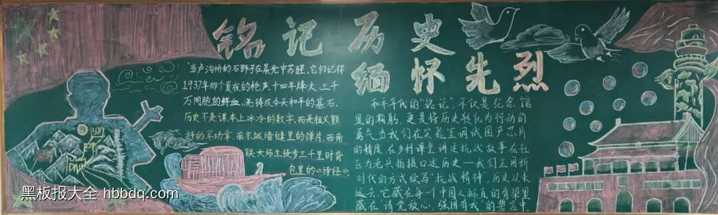 铭记历史，爱我中华主题黑板报-第5张