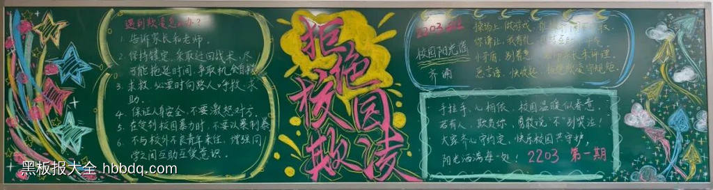 拒绝校园欺凌黑板报-第1张