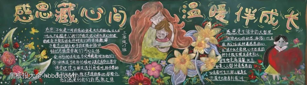 感恩藏心间，温暖伴成长主题黑板报-第2张