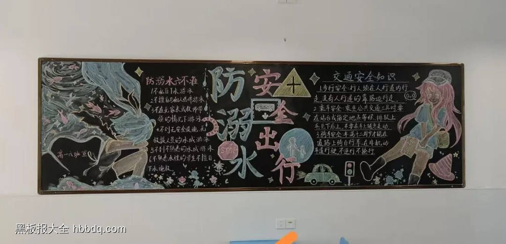安全出行——防溺水主题黑板报简单又好画8张-第1张