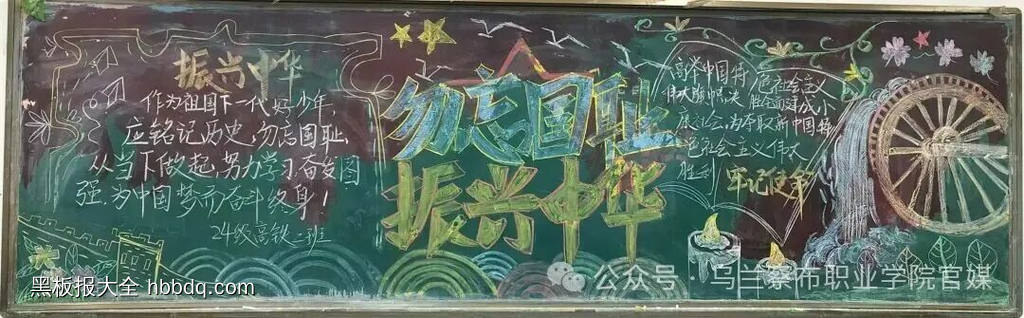 4张学生中国人民抗日战争暨世界反法西斯战争胜利80周年黑板报-第1张
