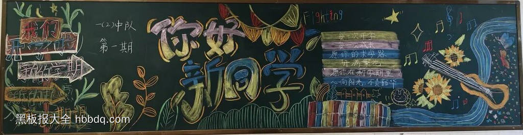 漂亮的2张你好新同学黑板报班级文化墙-第2张