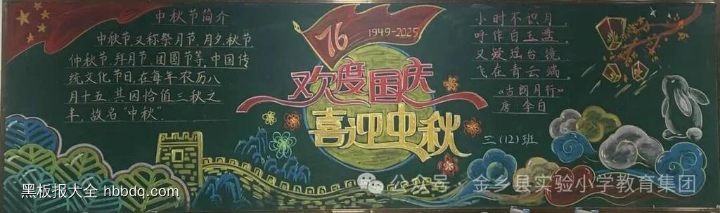 欢度国庆，喜迎中秋推荐1张黑板报-第1张