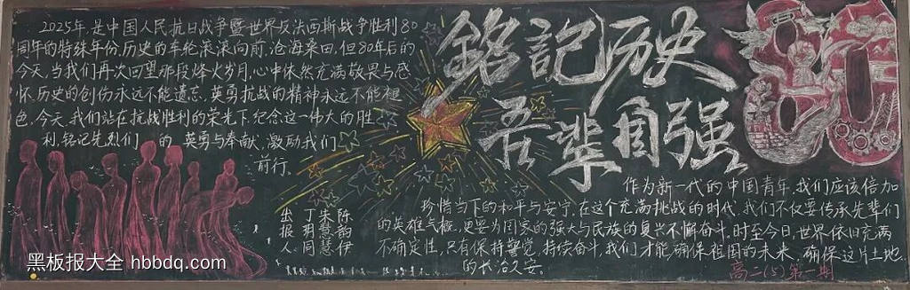 强国有我，铭记历史主题黑板报漂亮11张-第10张
