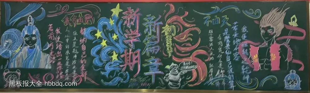 哪吒新学期新篇章黑板报-第1张