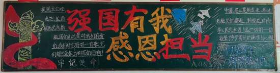 强国有我，感恩担当主题黑板报