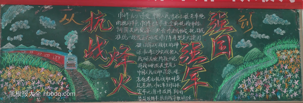 抗战烽火强国强军黑板报-第1张