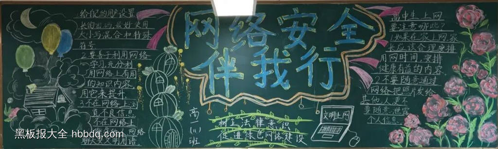 网络安全，文明上网主题黑板报-第1张