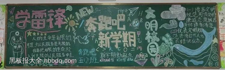 新学期新梦想黑板报粉笔画-第2张