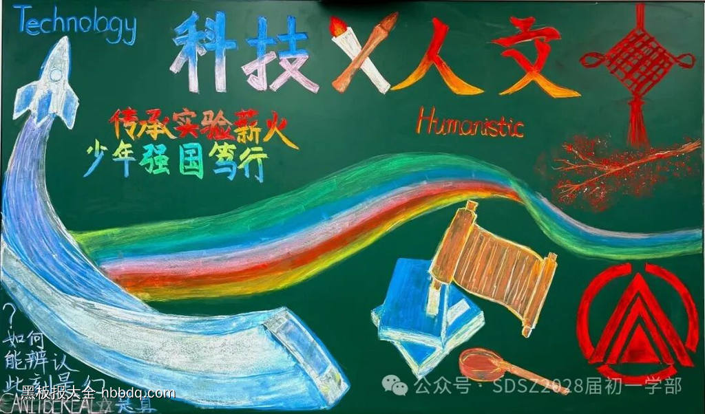 科技创新，人文铸魂主题黑板报-第2张