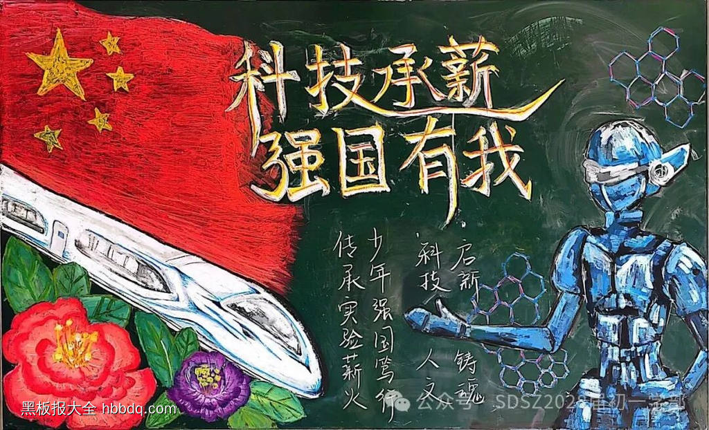 科技创新，人文铸魂主题黑板报-第3张