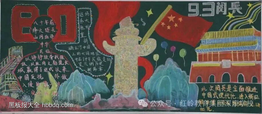 铭记历史，缅怀先烈主题黑板报粉笔画4张-第2张