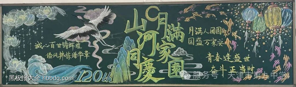 山河同庆，月满家园主题黑板报推荐8张-第7张