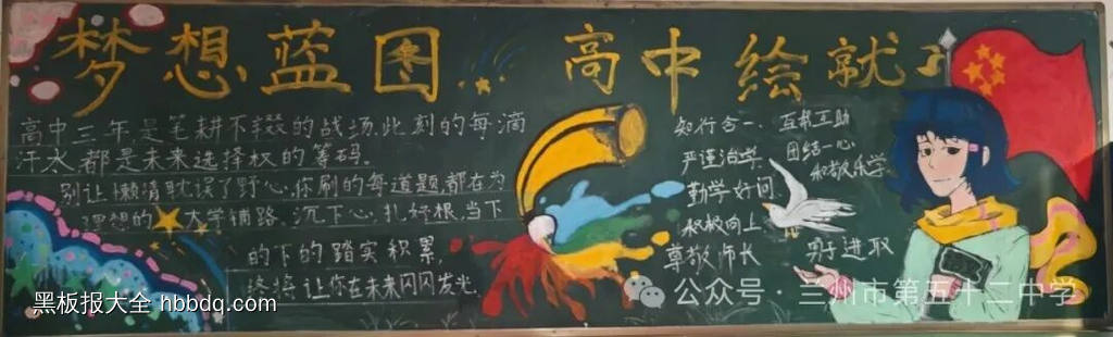 梦想蓝图，高中绘就主题黑板报-第3张