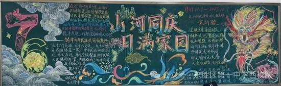 山河同庆，月满中秋主题黑板报精美2张