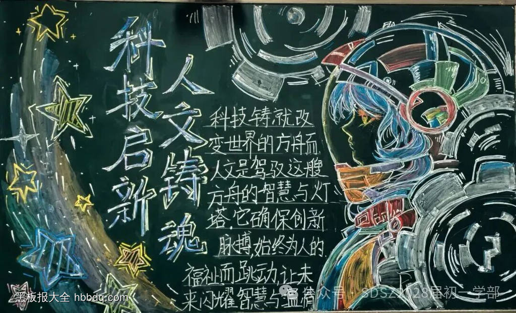 科技创新，人文铸魂主题黑板报-第6张