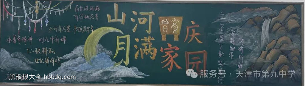山河同庆，月满家园主题黑板报推荐8张-第6张