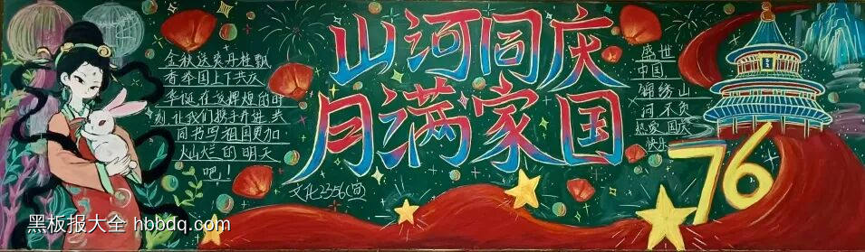 庆祝中华人民共和国成立76周年的黑板报8张-第1张