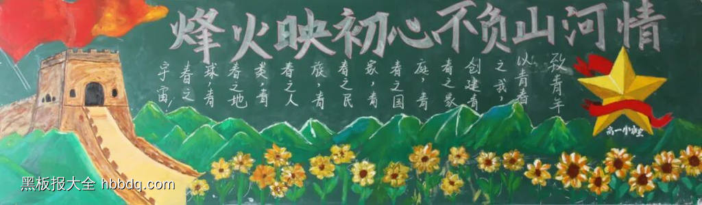 不忘初心，不负山河情主题黑板报-第3张