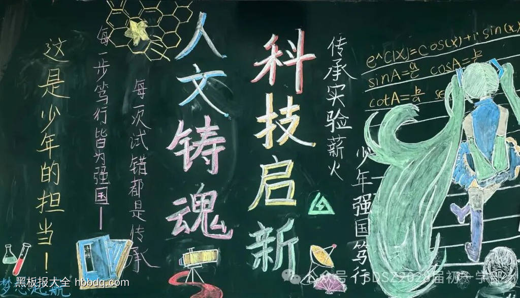 科技创新，人文铸魂主题黑板报-第4张