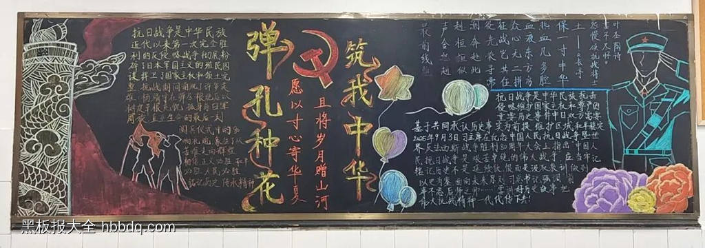 勿忘国耻，强国有我主题黑板报粉笔画7张-第6张