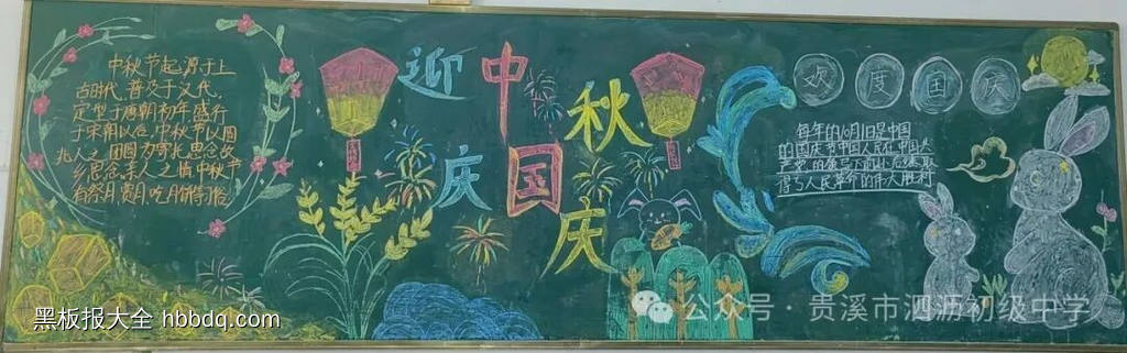 月满中秋，喜迎国庆主题黑板报漂亮7张-第5张