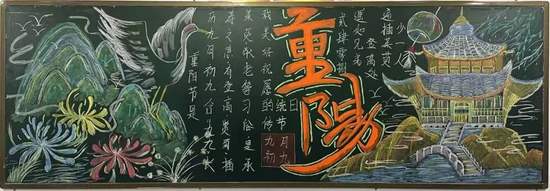 九月初九重阳节敬老黑板报