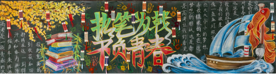 不负韶华，无悔青春主题黑板报