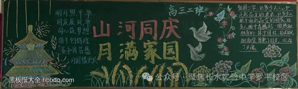 中秋佳节，庆国庆主题黑板报精美7张-第2张