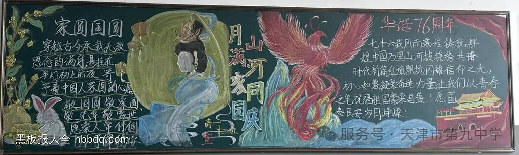 山河同庆，月满家园主题黑板报推荐8张-第5张