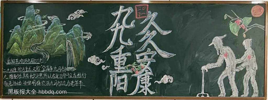九月初九重阳节敬老黑板报-第8张