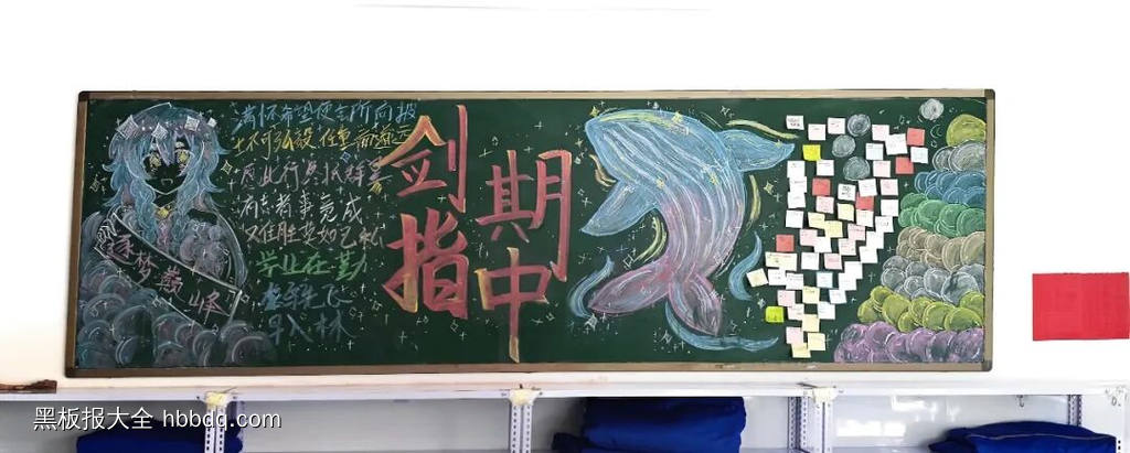 剑指期中乘风胜浪黑板报-第1张