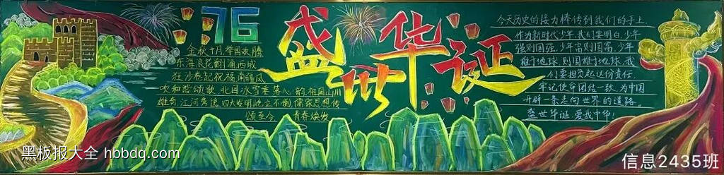 庆祝中华人民共和国成立76周年的黑板报8张-第8张