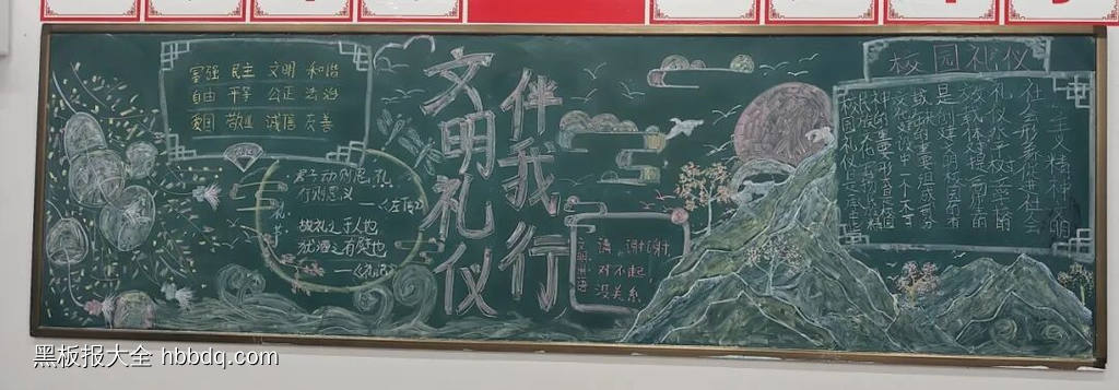 大学生文明礼仪伴我行黑板报-第3张