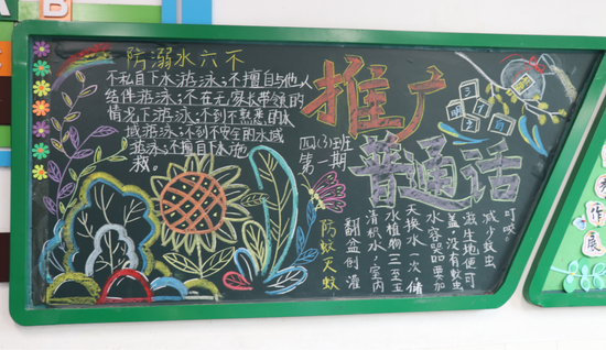 推广普通话主题黑板报粉笔画1张