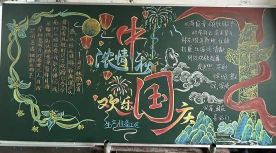盛世华诞，雅韵中秋主题黑板报