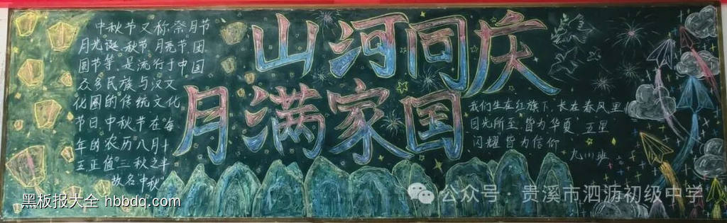 月满中秋，喜迎国庆主题黑板报漂亮7张-第7张
