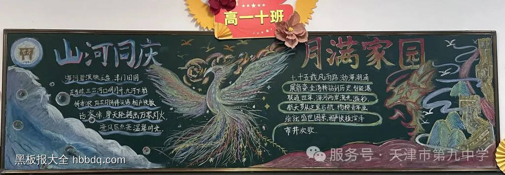 山河同庆，月满家园主题黑板报推荐8张-第4张