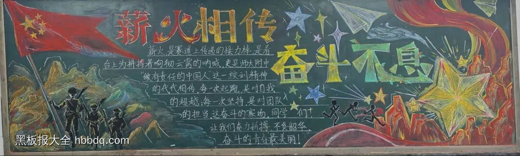 薪火映征程,奋斗致青春|抗战胜利黑板报4幅-第4张