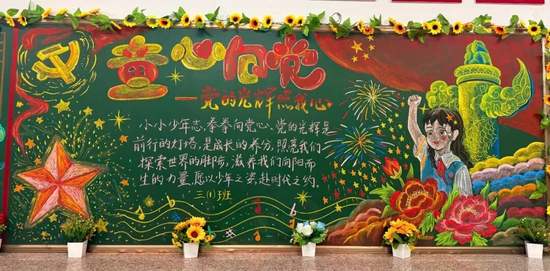 党的光辉照我心黑板报