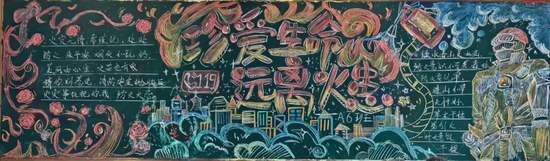 2张珍爱生命远离火患的消防安全黑板报粉笔画