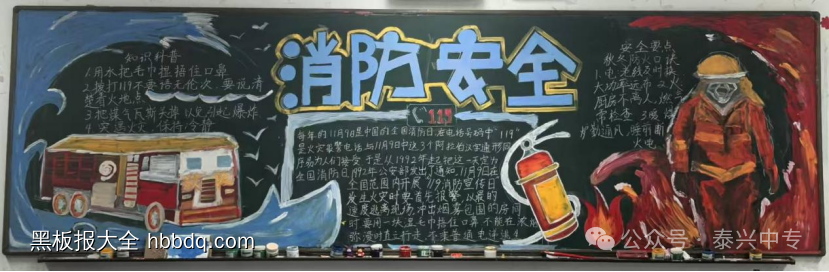 大学生漂亮的消防安全黑板报7长-第1张