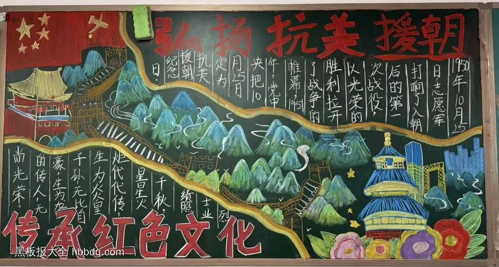 抗美援朝主题黑板报-第3张