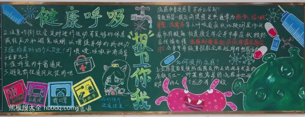 健康呼吸报卫你我黑板报7幅-第1张