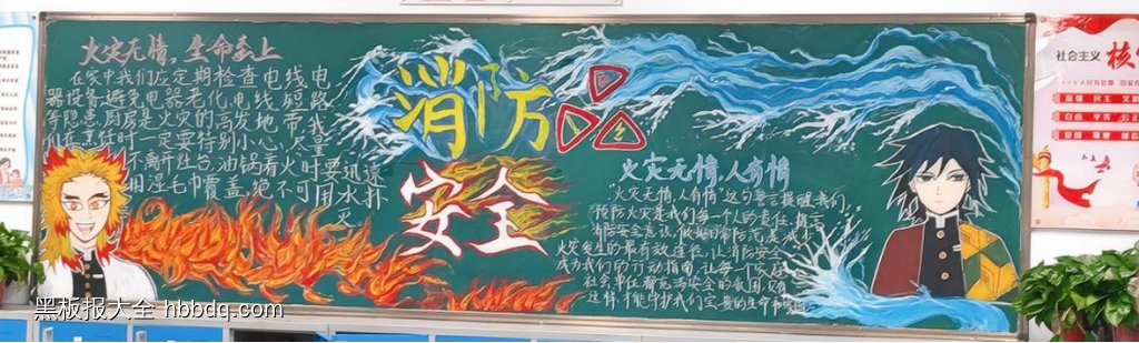 藏语的卡通哪吒消防安全黑板报-第4张