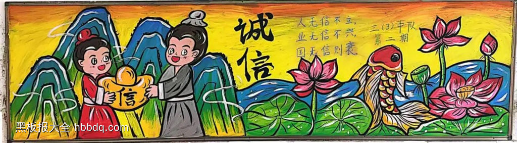 小学生诚信彩色黑板报-第1张