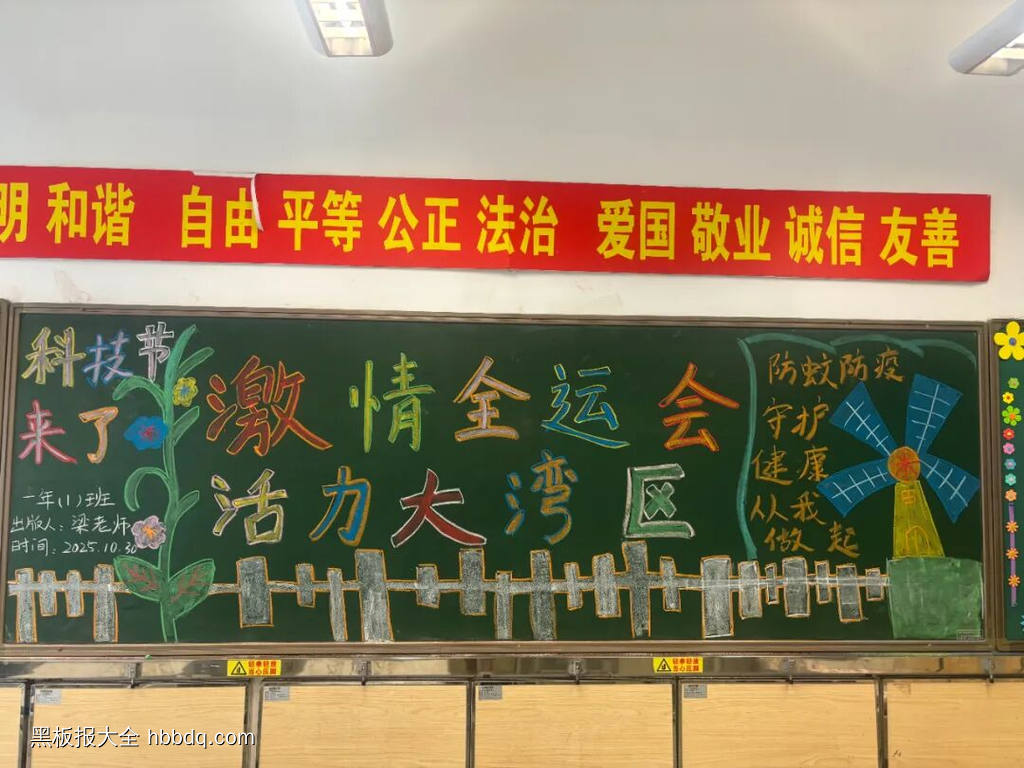 大湾区全运会的主题黑板报7张-第7张