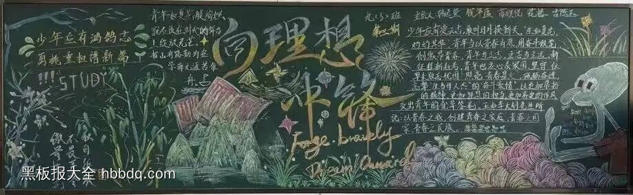 向理想冲锋主题黑板报简单又好画2张-第1张